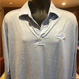 EUC FootJoy men’s long sleeve‎ golf polo.Sharp blue Heather w/logo on c…